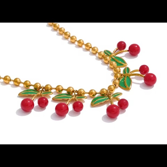 Cherry La Cherie 18K Gold Stainless Steel Waterproof Necklace - Picture 7 of 17
